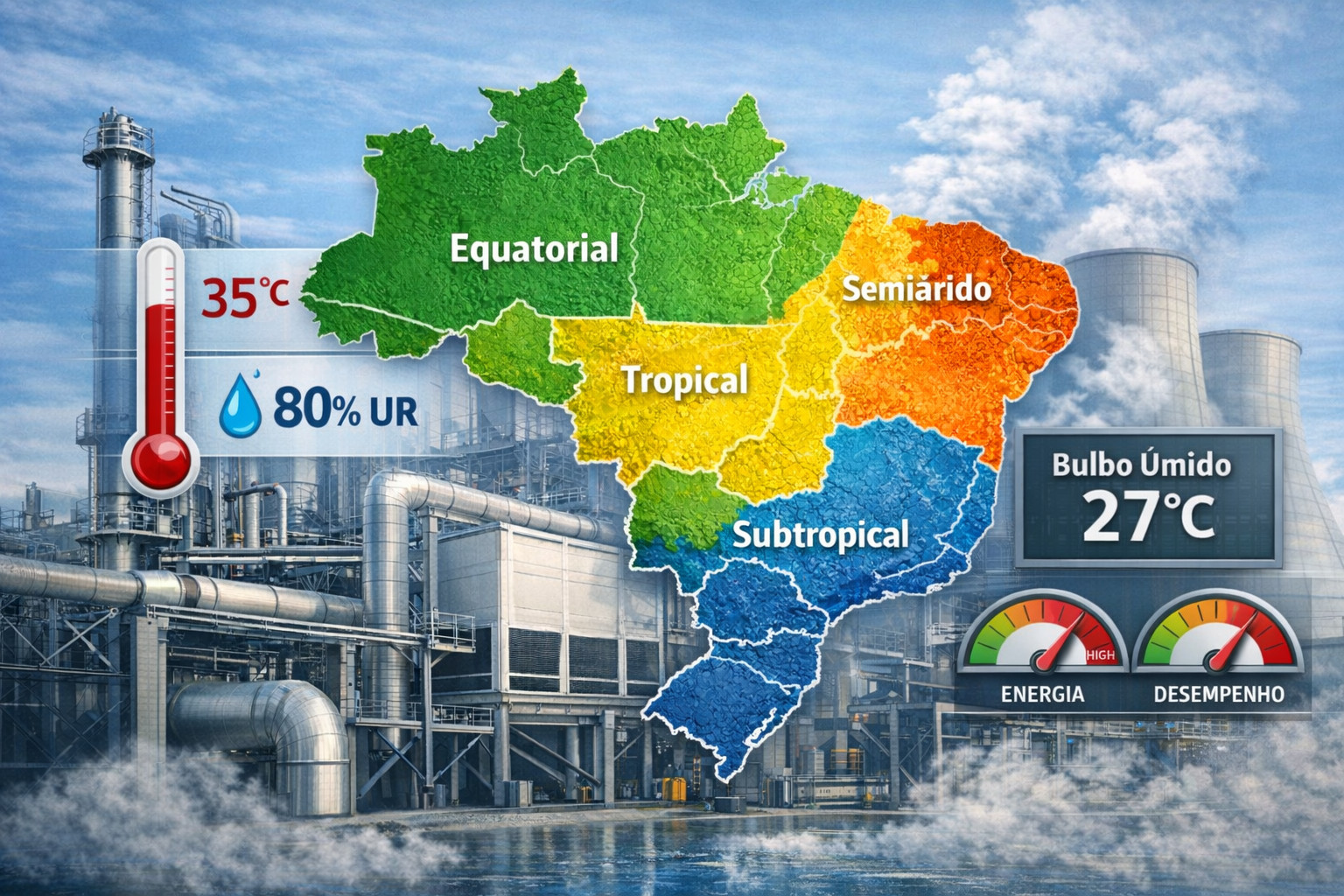 Como o clima brasileiro afeta o desempenho real de sistemas de resfriamento industrial